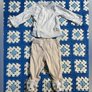 Panda side-snap onesie and footie pants set pandas